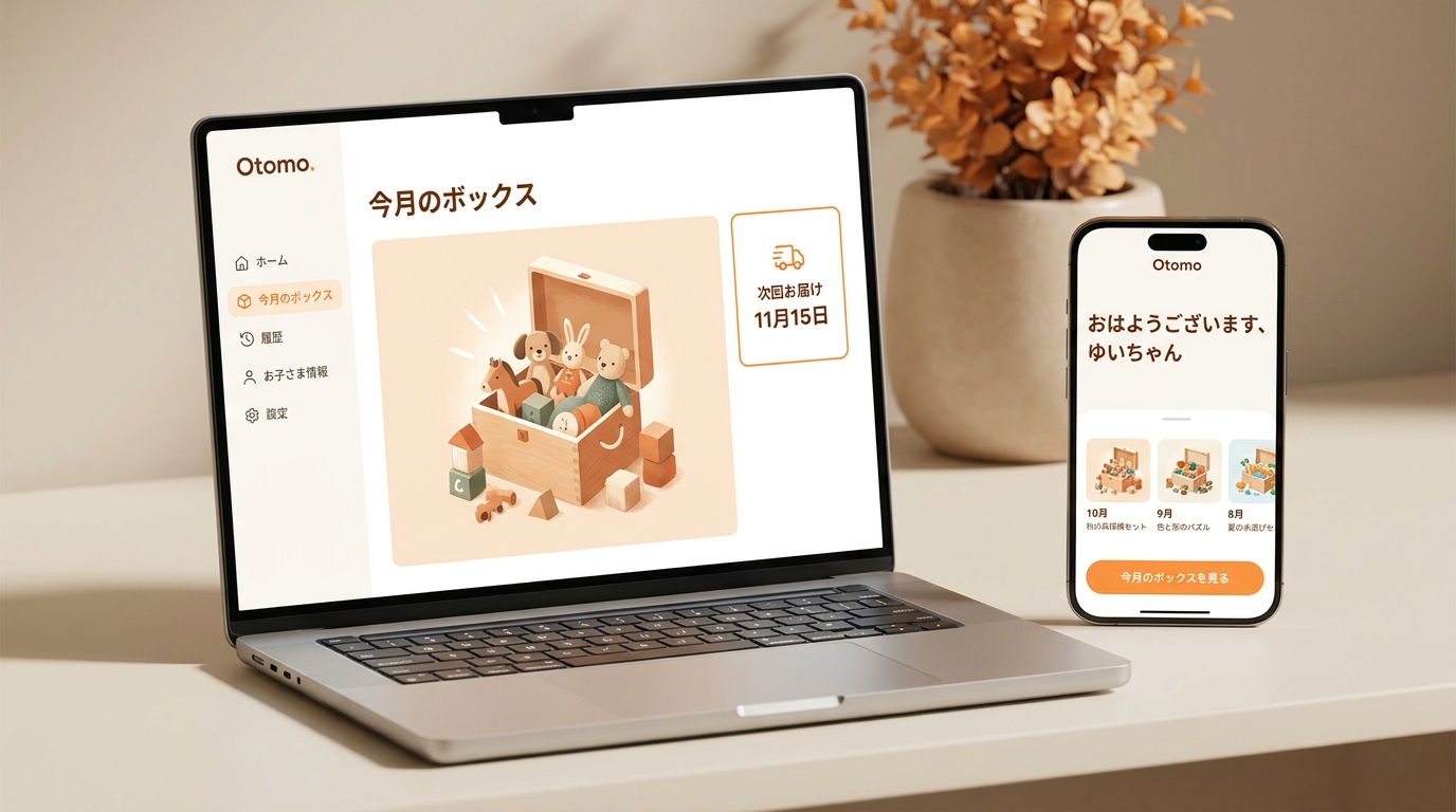 ノートPCとスマートフォンに表示されたOtomoの画面