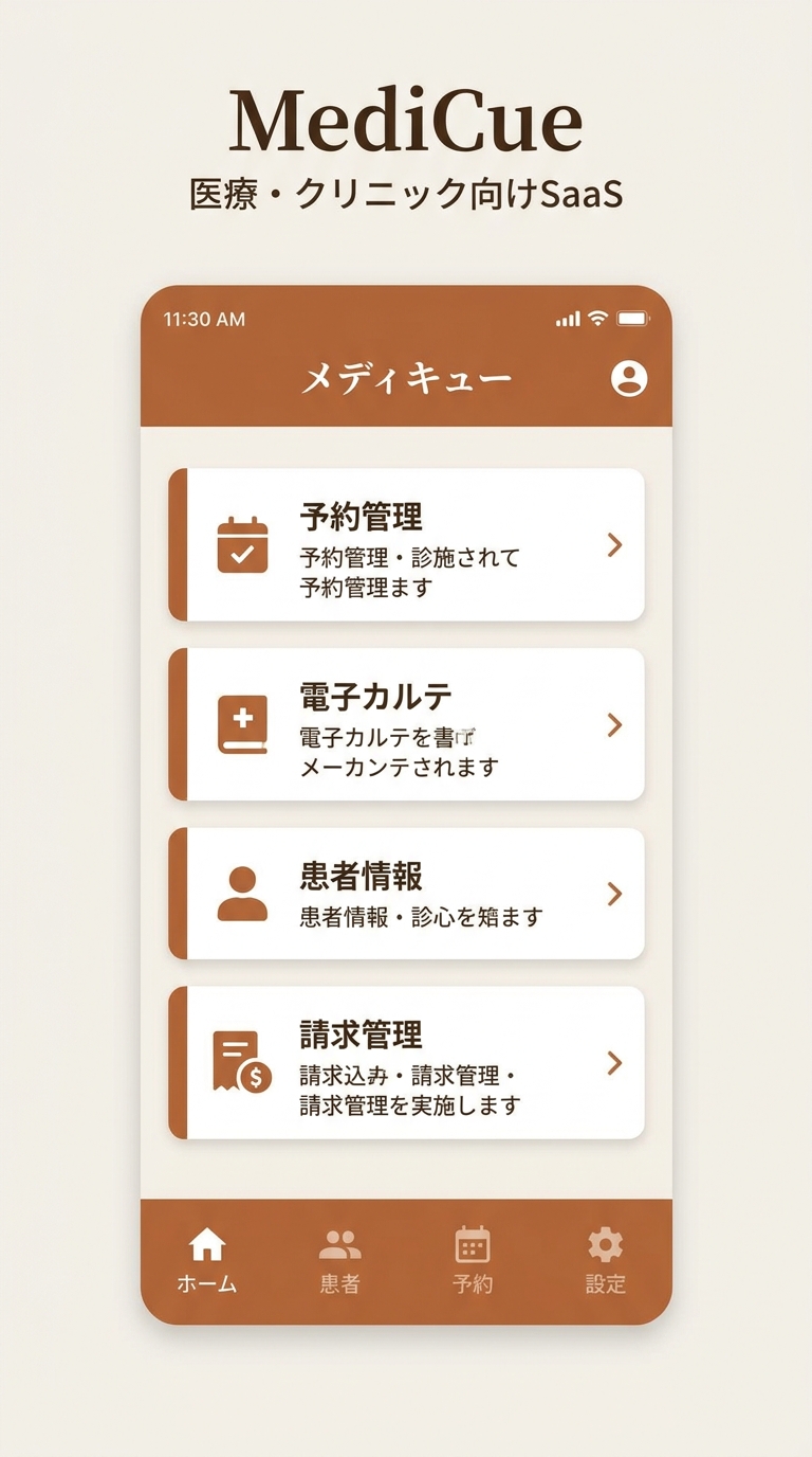 MediCueの患者向けモバイル画面